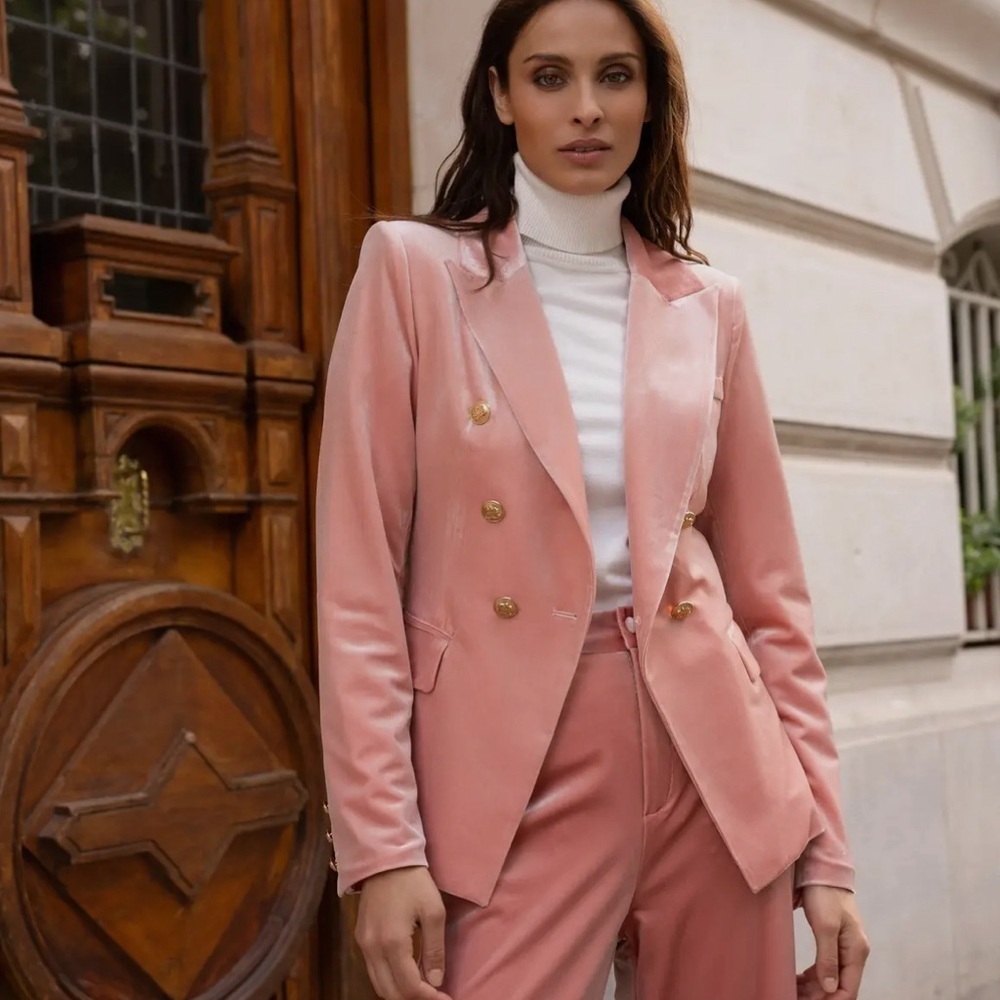 Pink Velvet Blazer Pants Available Separately